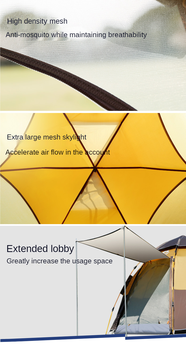 Cheap Goat Tents Outdoor Hexagonal 3 4 People Multi Person Automatic Rainproof Camping Family Leisure Tent Upgrade Tents 
